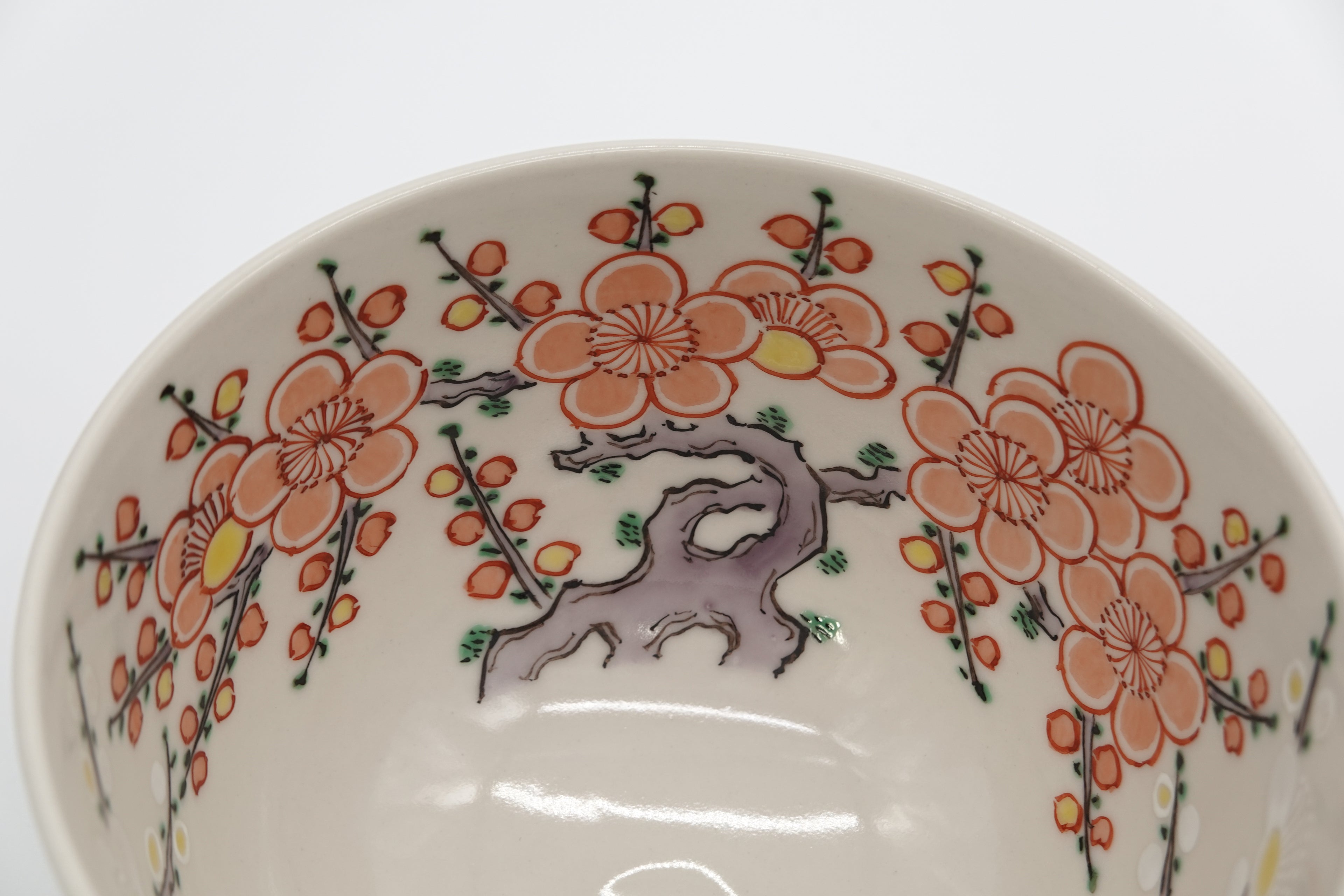 三浦 竹泉　色絵紅白梅文茶盌