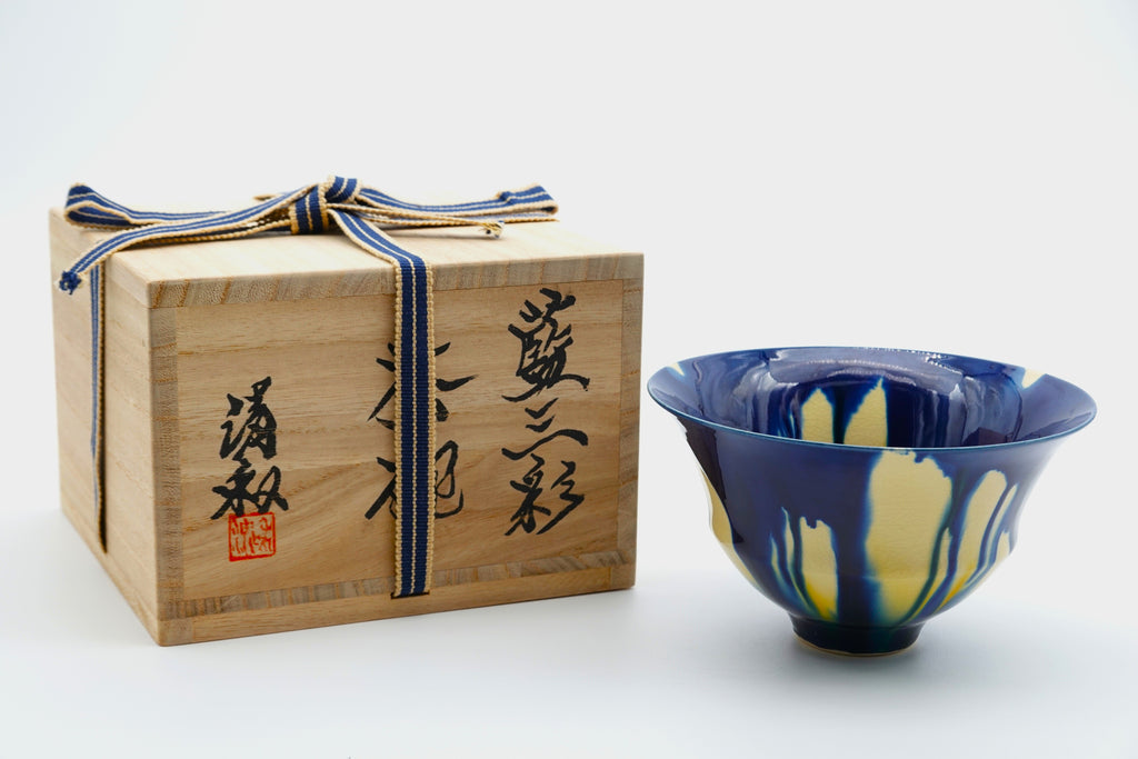 加藤 清和　藍三彩茶碗